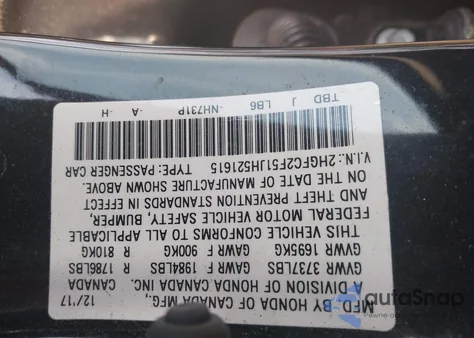 2018 Honda Civic Lx from USA, damaged, VIN 2HGFC2F51JH521615